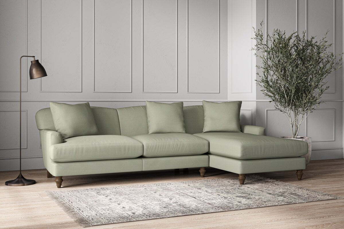 Deni Large Right Hand Chaise Sofa - Recycled Cotton Seaspray - Image 2