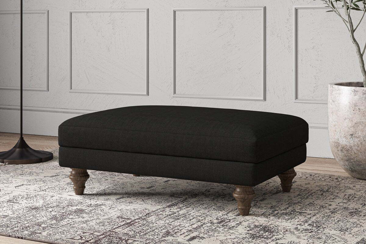 Deni Medium Footstool - Brera Linen Charcoal - Image 2