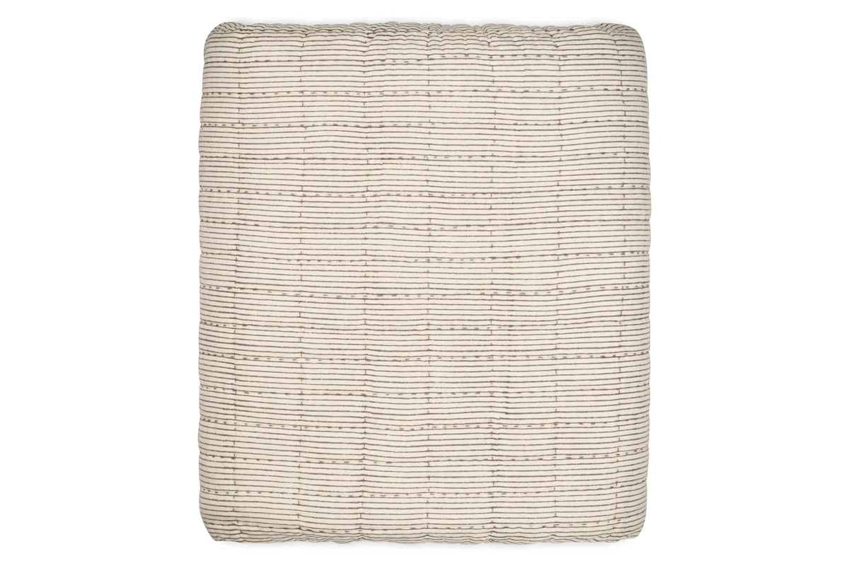 Dipti Cotton & Linen Block Print Bed Quilt - Charcoal - Image 5