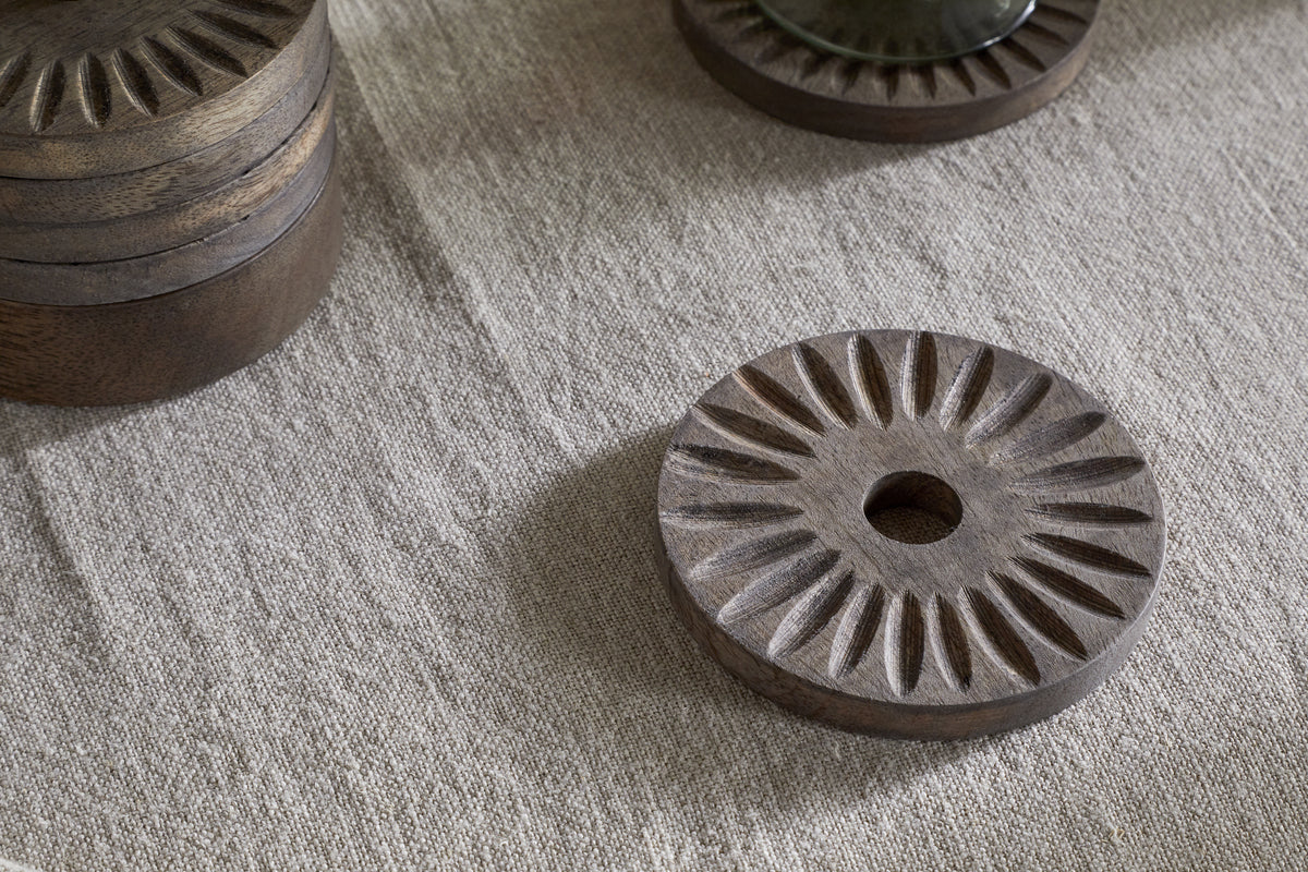 Eisha Mango Wood Coasters - Dark Brown - (Set of 6) - Image 3
