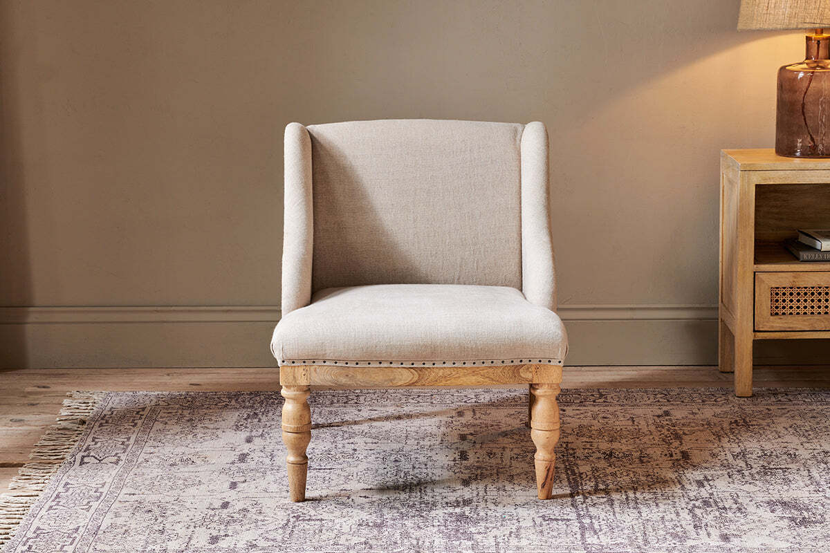 Elbu Deconstructed Linen Armchair - Stone - Image 2