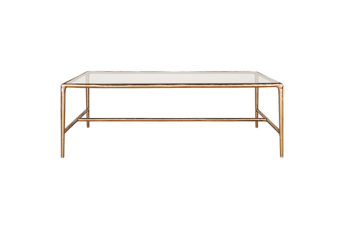 Gilasi Cast Metal & Glass Coffee Table - Antique Brass - Image 7
