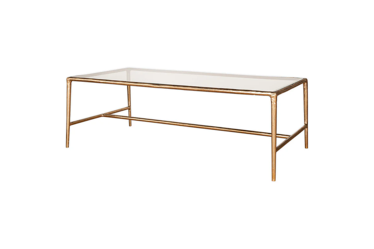 Gilasi Cast Metal & Glass Coffee Table - Antique Brass - Image 8