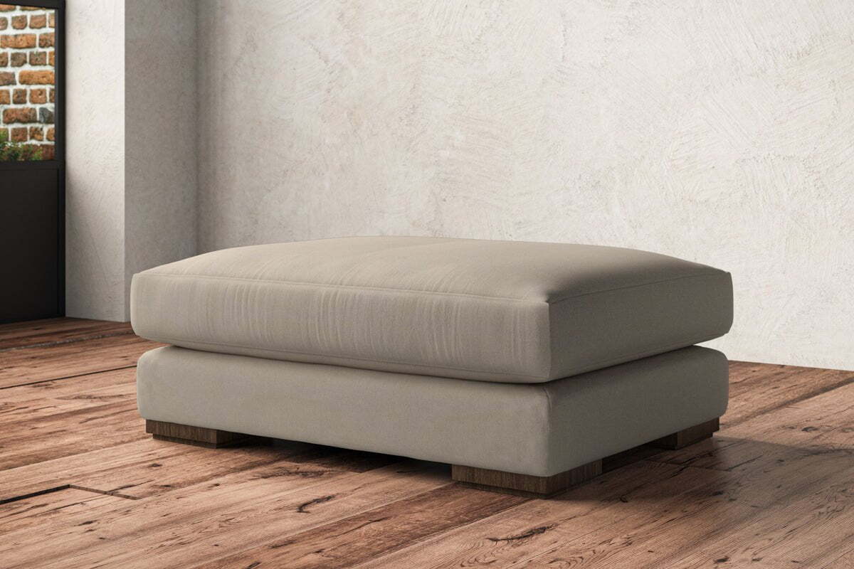 Guddu Grand Footstool - Recycled Cotton Stone - Image 2