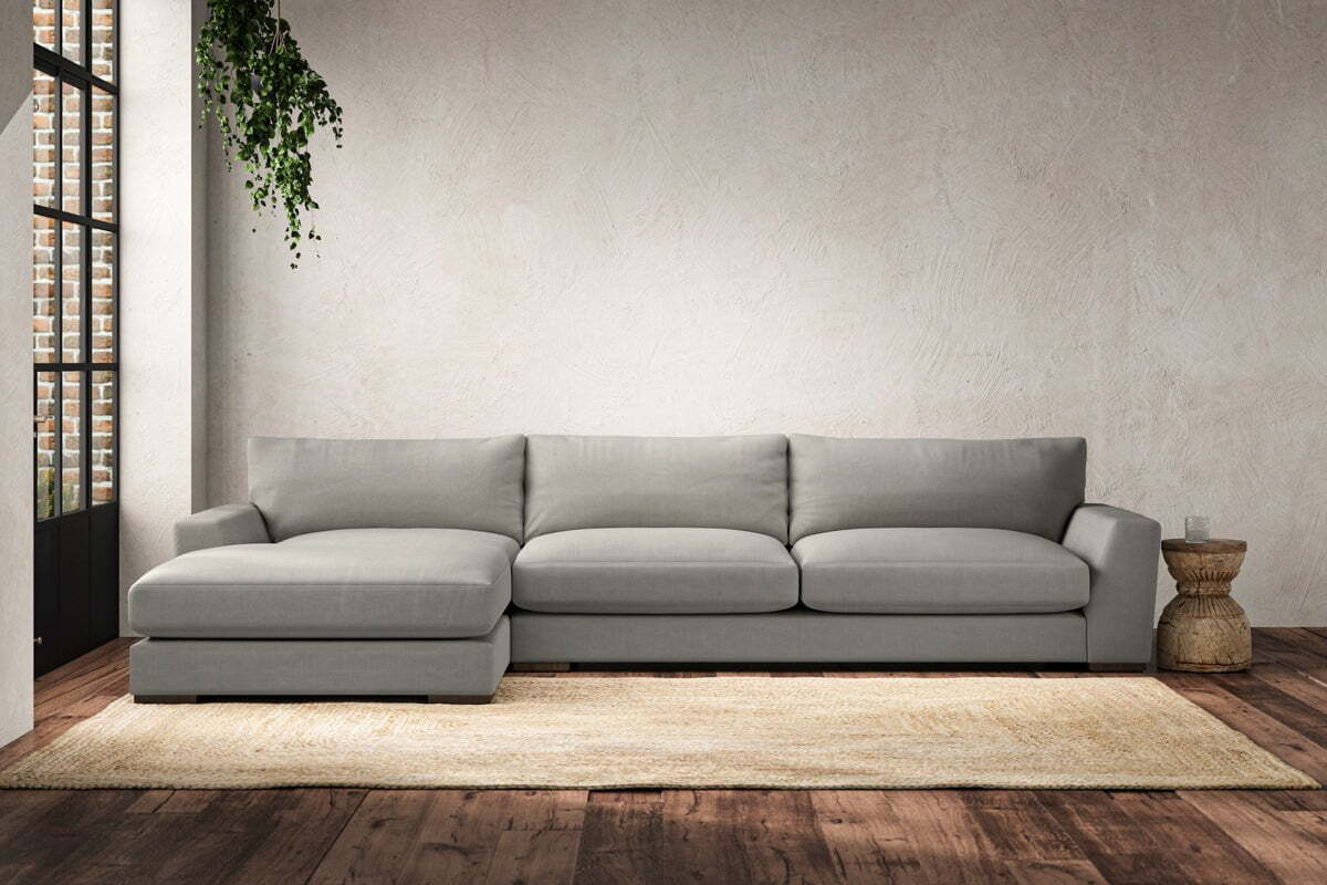 Guddu Grand Left Hand Chaise Sofa - Brera Linen Smoke