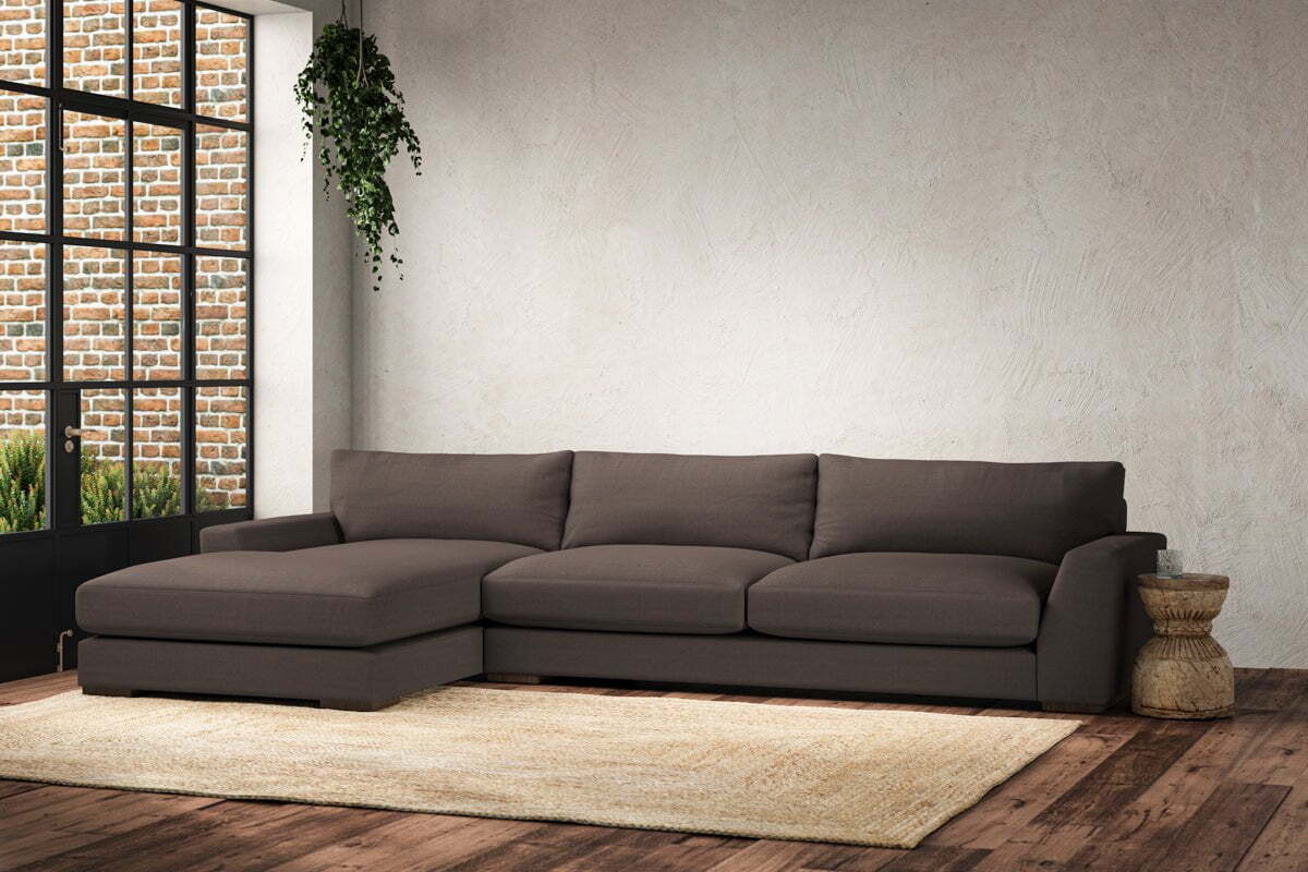 Guddu Grand Left Hand Chaise Sofa - Recycled Cotton Mocha - Image 2