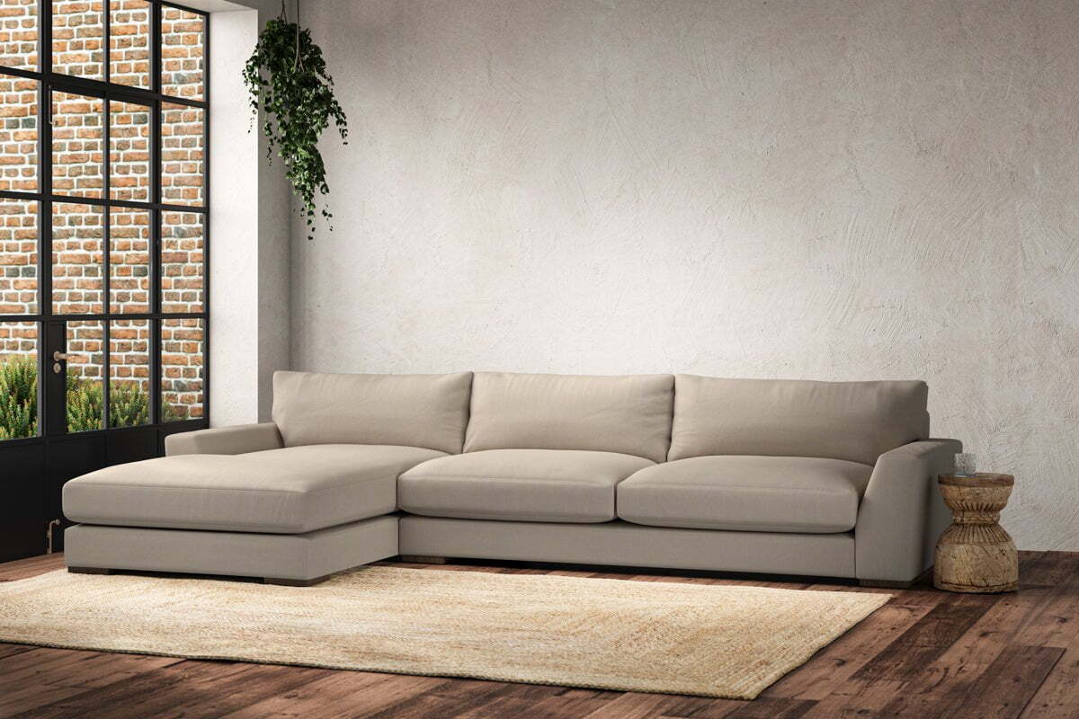 Guddu Grand Left Hand Chaise Sofa - Recycled Cotton Stone - Image 2
