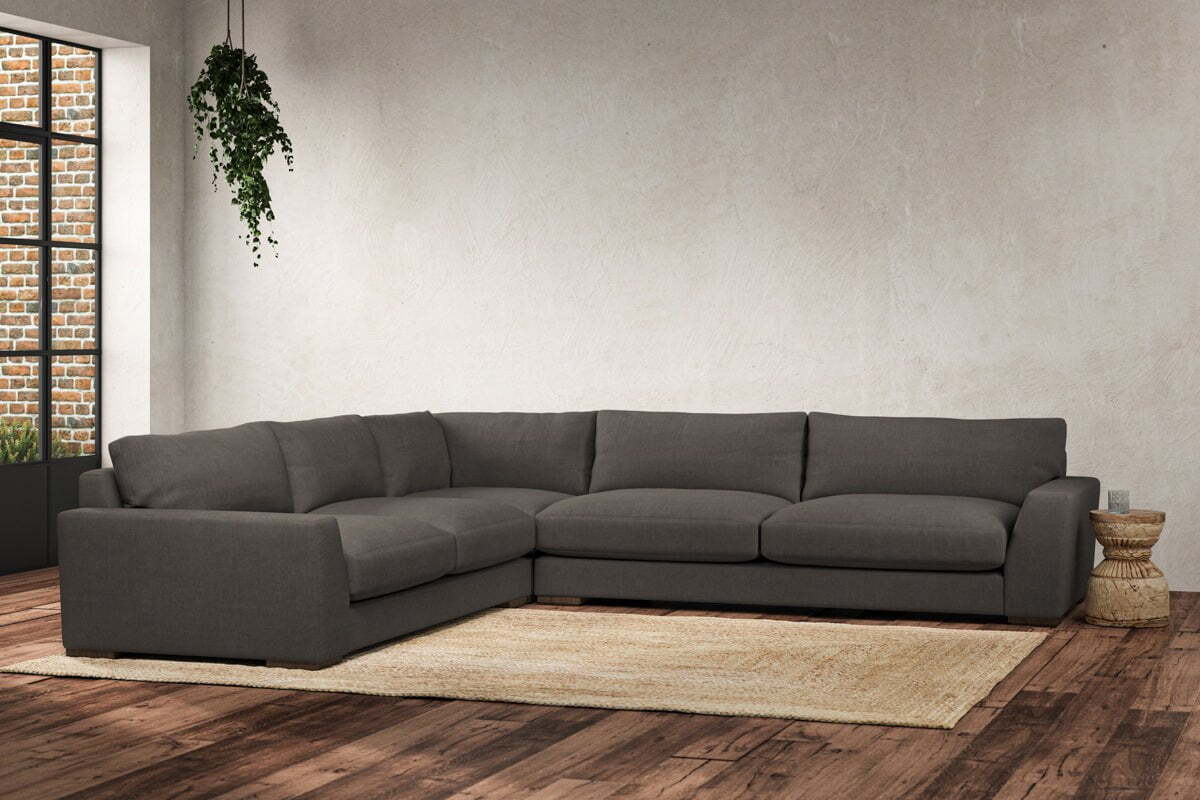 Guddu Grand Left Hand Corner Sofa - Brera Linen Granite - Image 2