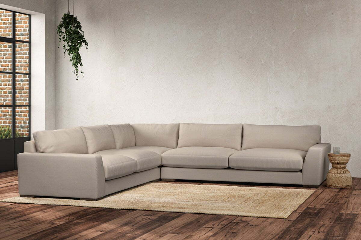 Guddu Grand Left Hand Corner Sofa - Recycled Cotton Natural - Image 2