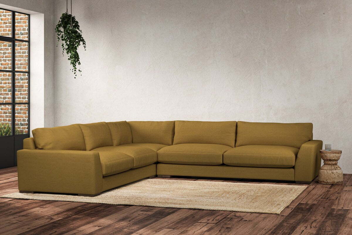 Guddu Grand Left Hand Corner Sofa - Recycled Cotton Ochre - Image 2