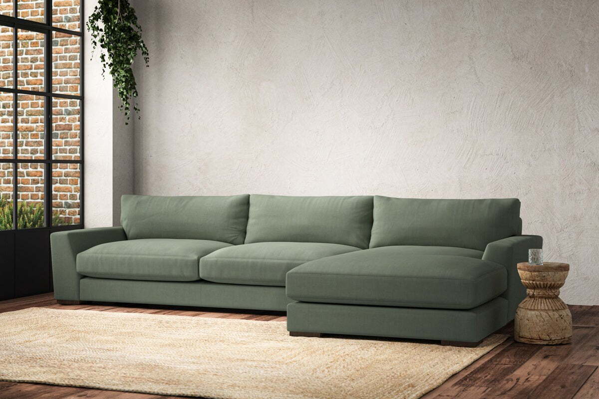 Guddu Grand Right Hand Chaise Sofa - Brera Linen Jade - Image 2