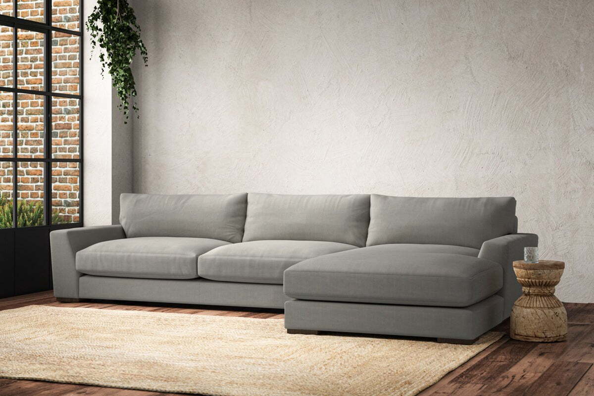 Guddu Grand Right Hand Chaise Sofa - Brera Linen Smoke - Image 2