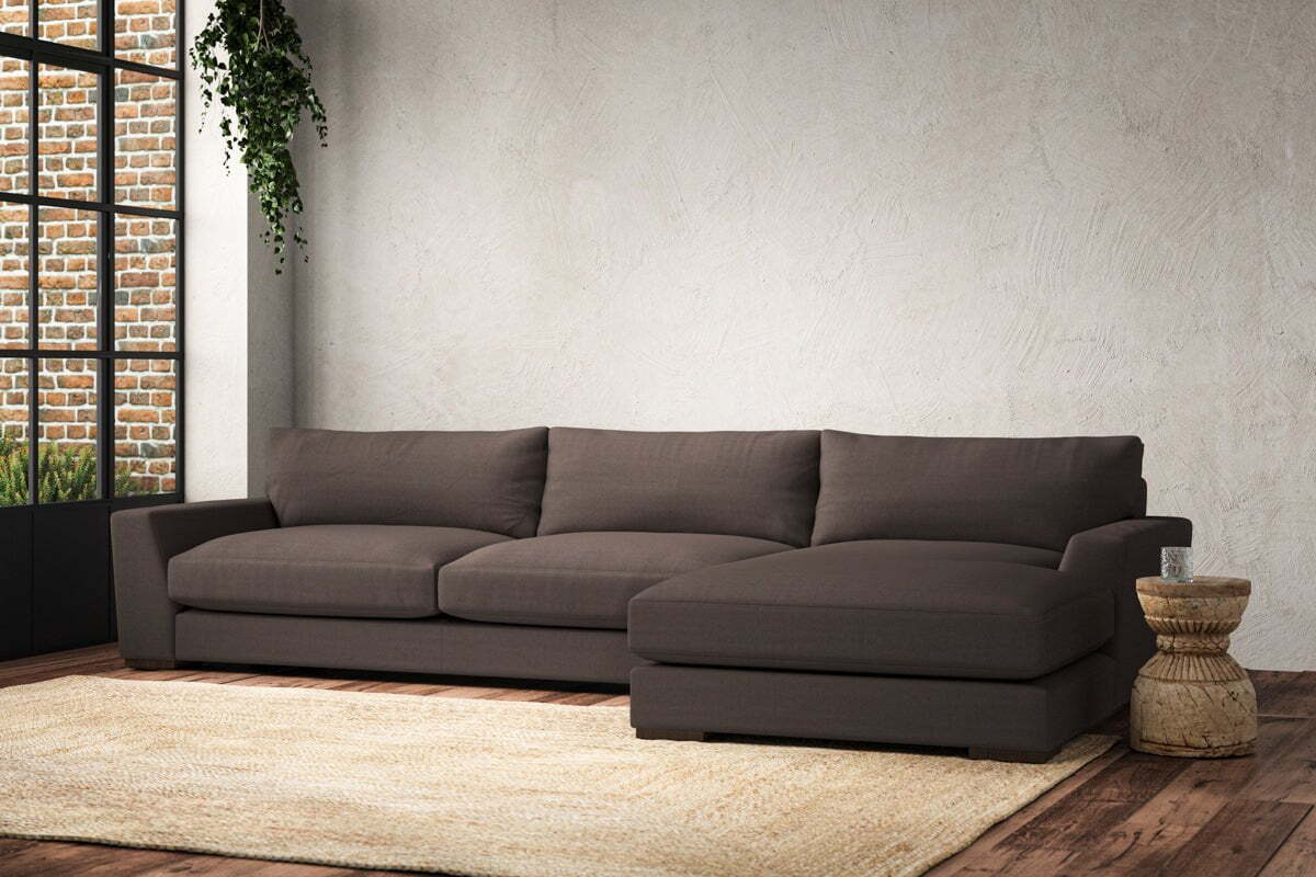 Guddu Grand Right Hand Chaise Sofa - Recycled Cotton Mocha - Image 2