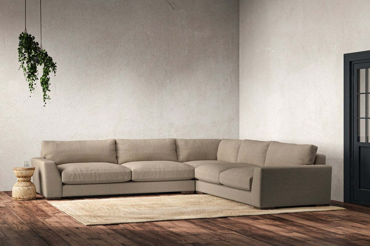 Guddu Grand Right Hand Corner Sofa - Brera Linen Pebble - Image 2