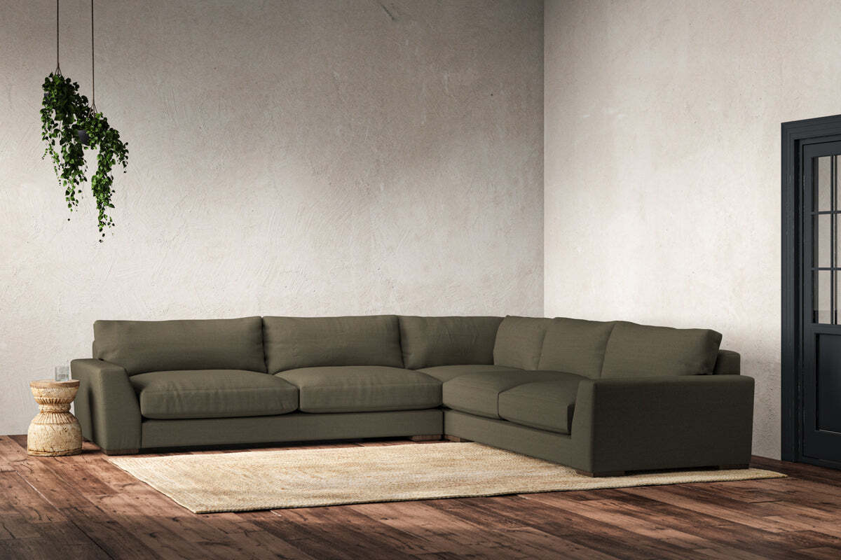Guddu Grand Right Hand Corner Sofa - Recycled Cotton Fatigue - Image 2