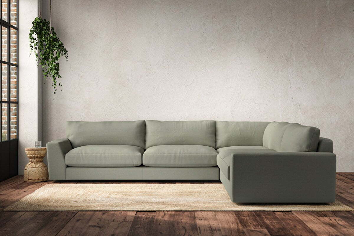 Guddu Grand Right Hand Corner Sofa - Recycled Cotton Seaspray