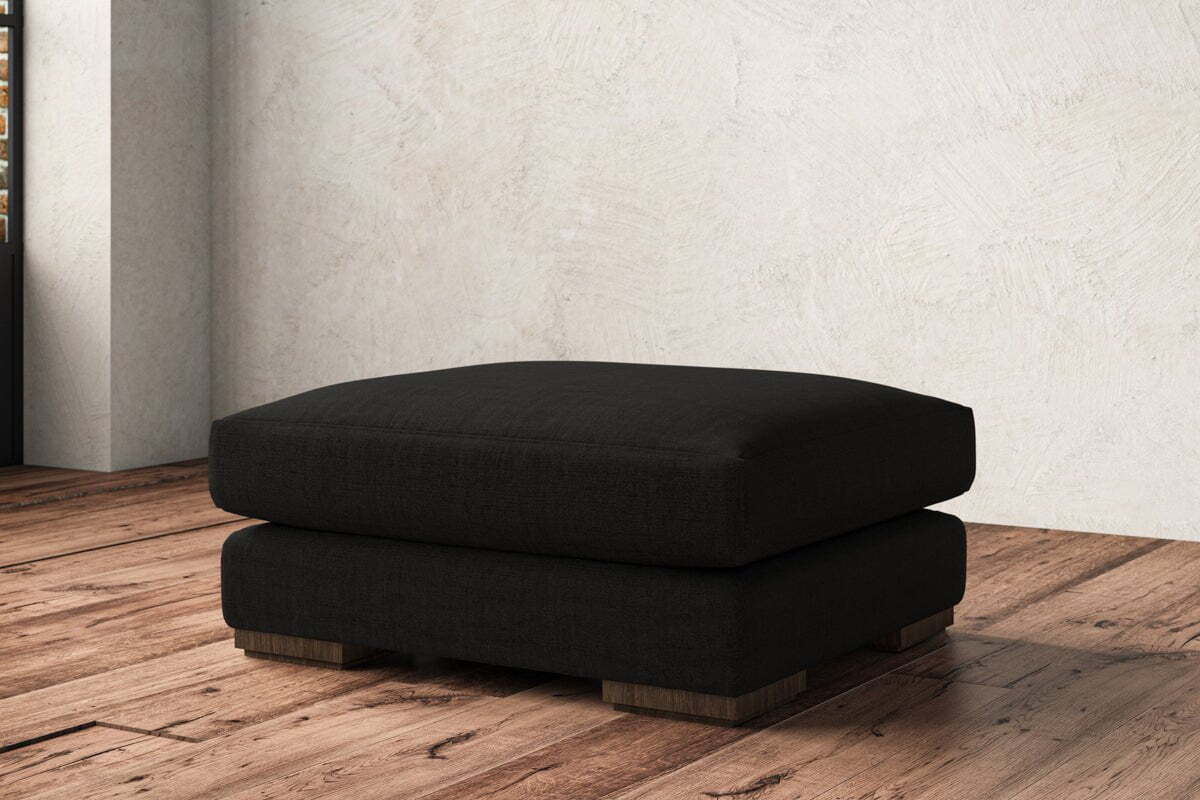 Guddu Large Footstool - Brera Linen Charcoal - Image 2