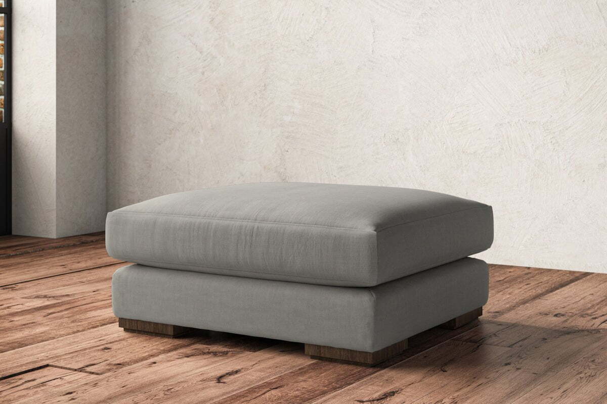 Guddu Large Footstool - Brera Linen Smoke - Image 2