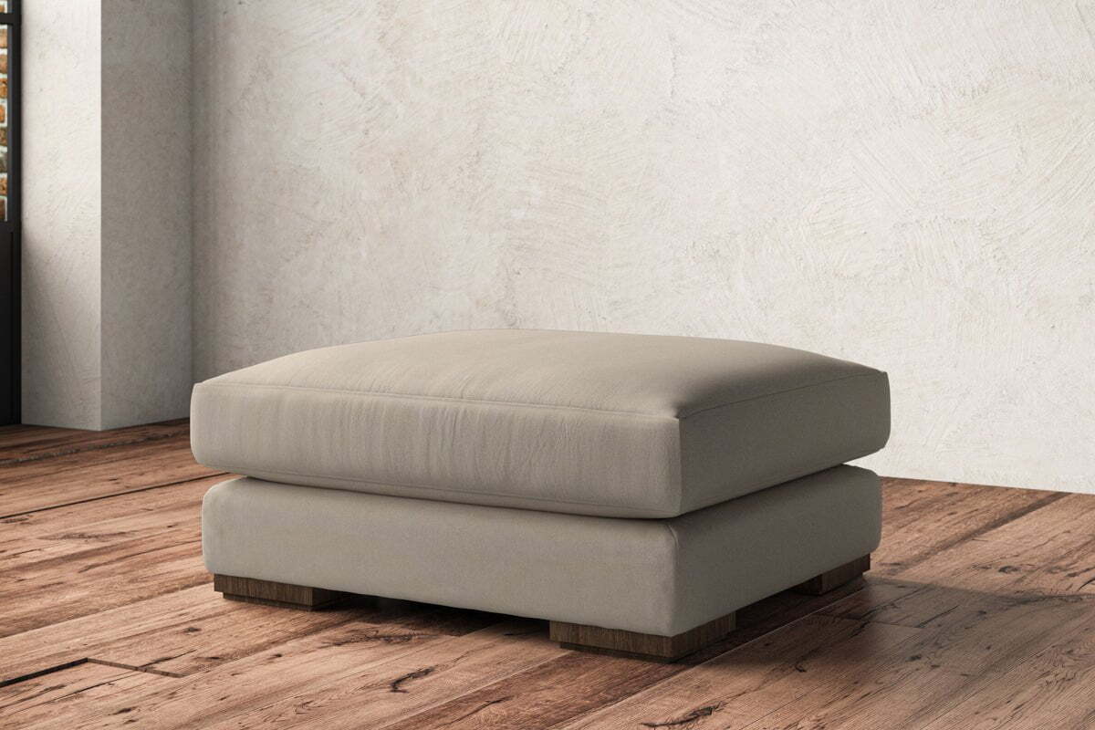 Guddu Large Footstool - Recycled Cotton Stone - Image 2
