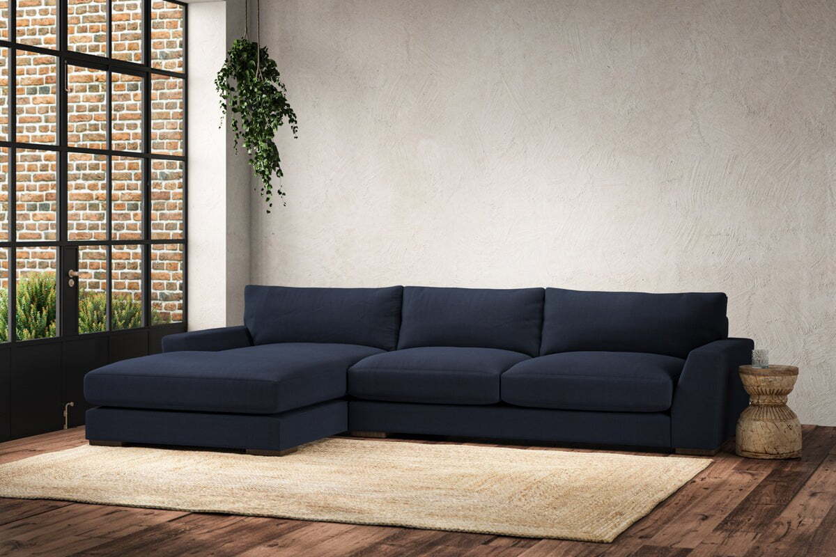 Guddu Large Left Hand Chaise Sofa - Brera Linen Indigo - Image 2