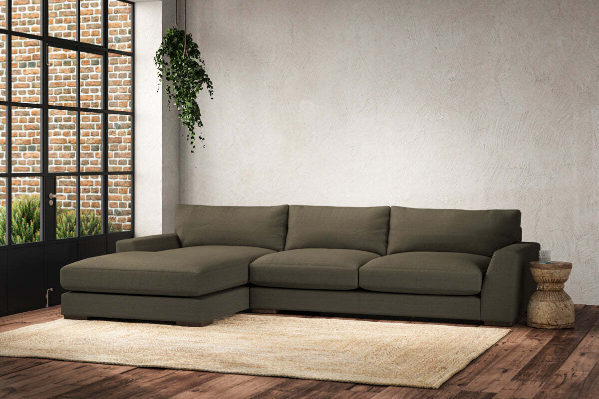 Guddu Large Left Hand Chaise Sofa - Recycled Cotton Fatigue - Image 2