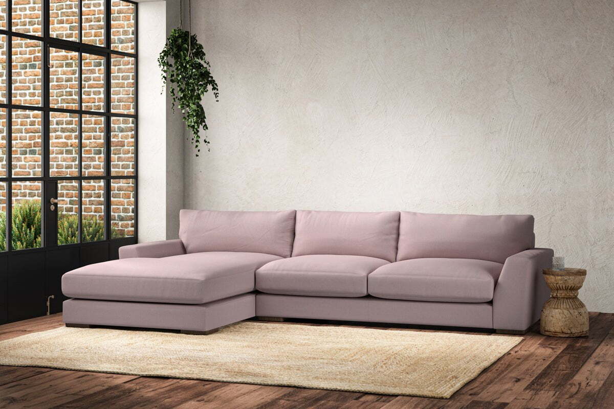 Guddu Large Left Hand Chaise Sofa - Recycled Cotton Lavender - Image 2