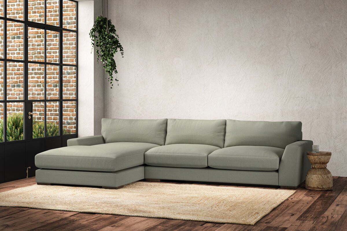 Guddu Large Left Hand Chaise Sofa - Recycled Cotton Seaspray - Image 2