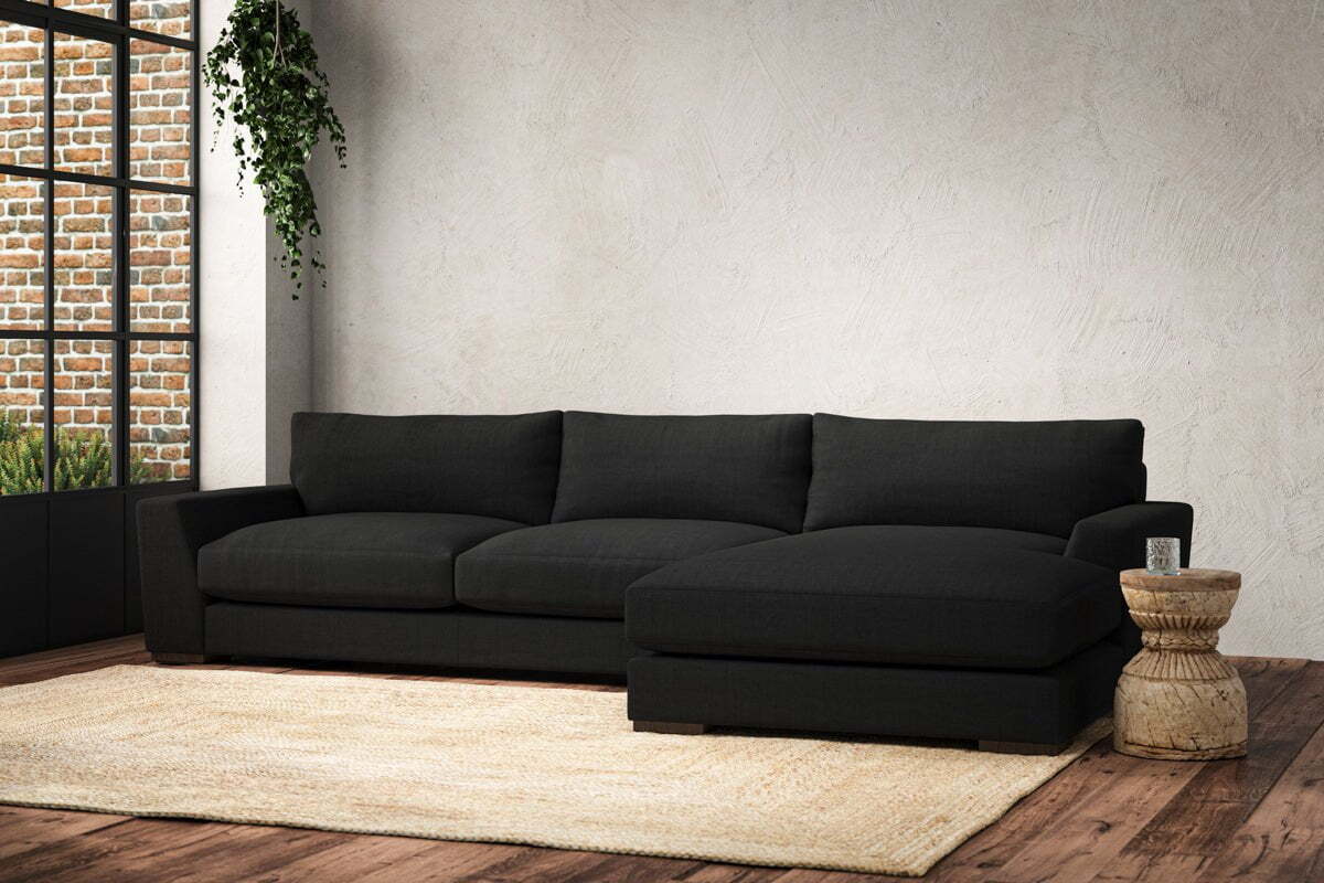 Guddu Large Right Hand Chaise Sofa - Brera Linen Charcoal - Image 2