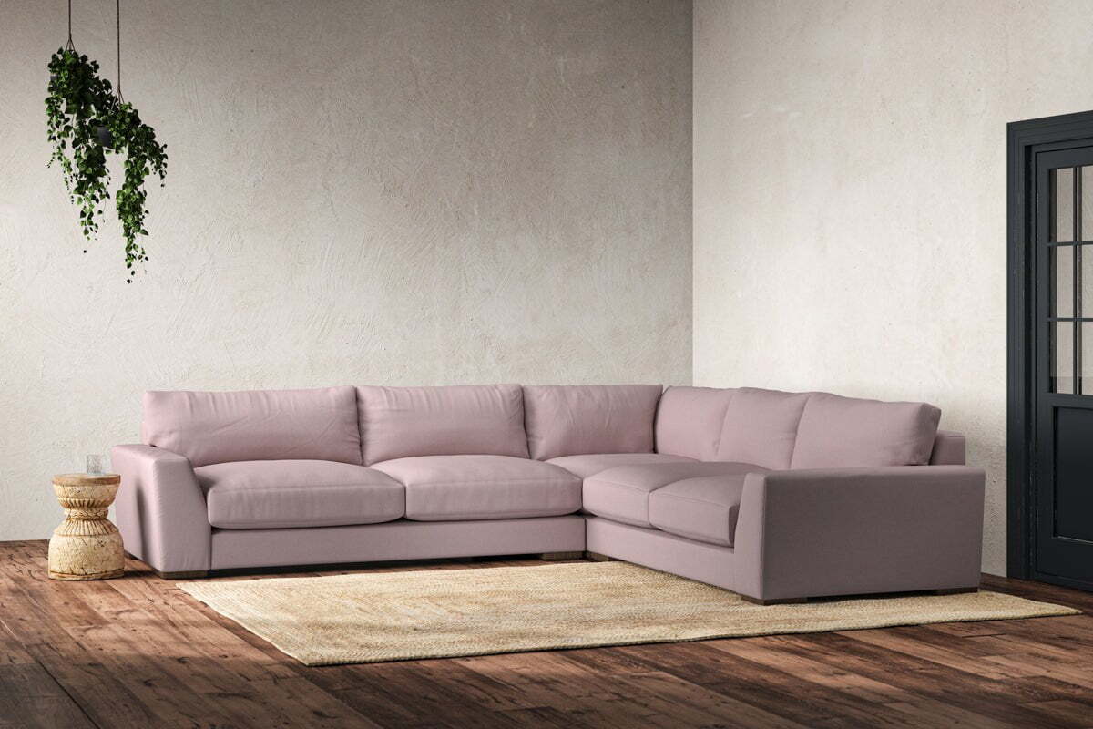 Guddu Large Right Hand Corner Sofa - Recycled Cotton Lavender - Image 2