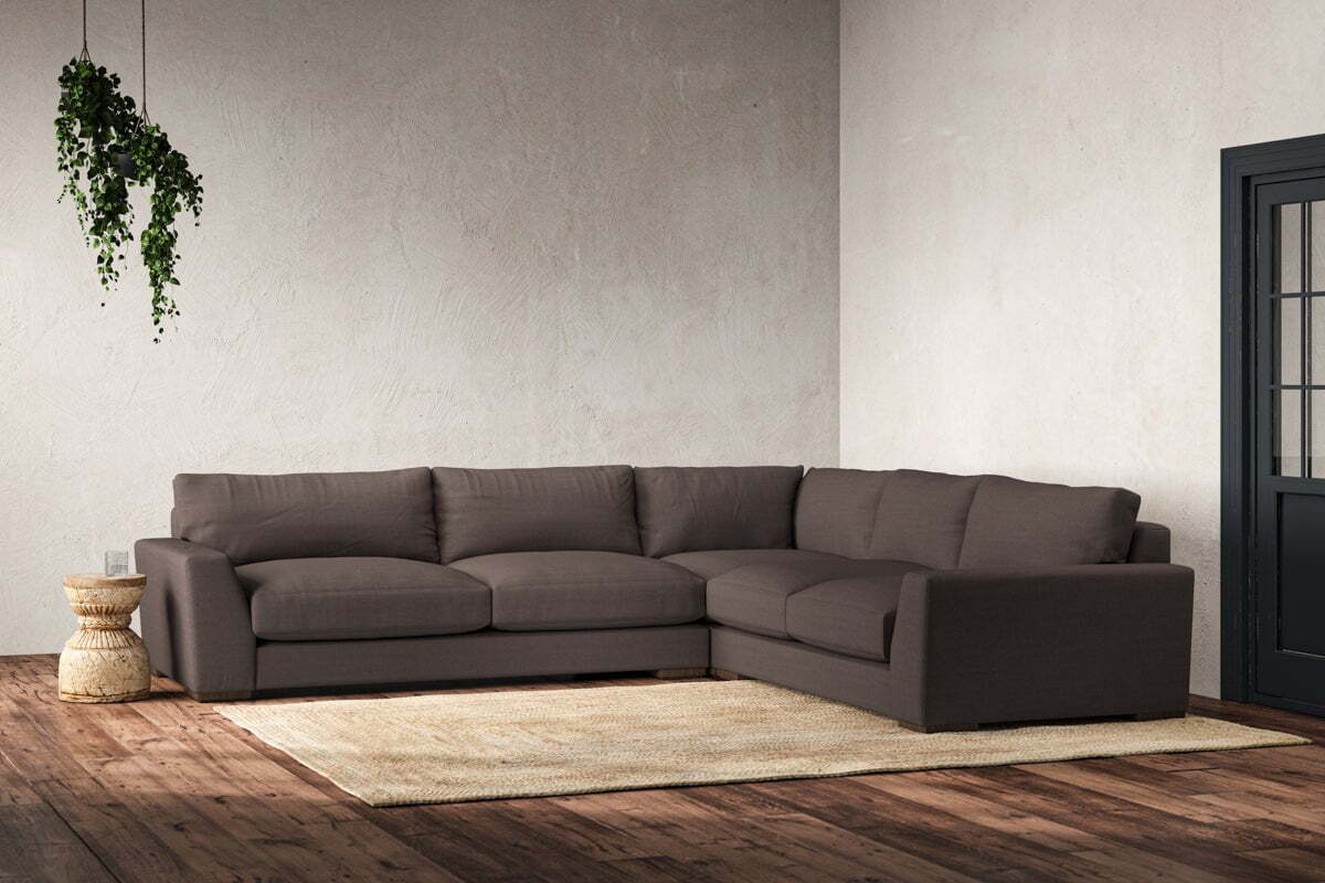 Guddu Large Right Hand Corner Sofa - Recycled Cotton Mocha - Image 2