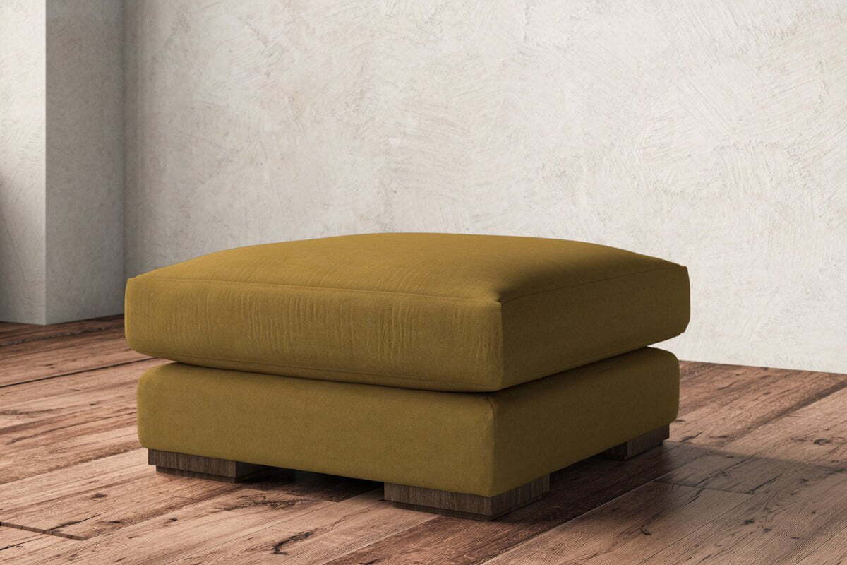 Guddu Medium Footstool - Recycled Cotton Ochre - Image 2