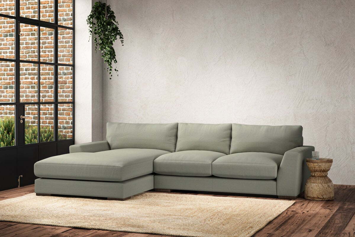 Guddu Medium Left Hand Chaise Sofa - Recycled Cotton Seaspray - Image 2