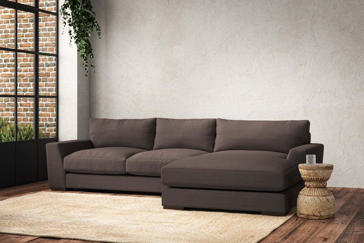Guddu Medium Right Hand Chaise Sofa - Recycled Cotton Mocha - Image 2