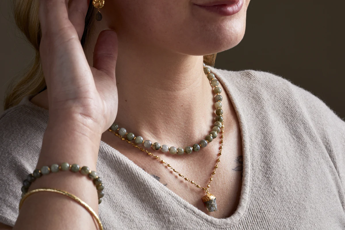Hadari Labradorite Necklace - Gold - Image 4