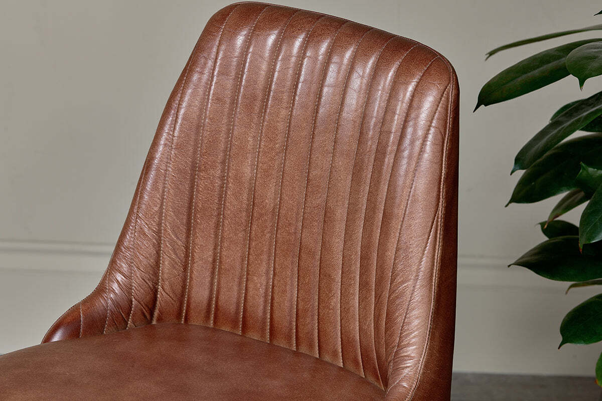 Harsha Leather Dining Chair - Chocolate Brown - Image 5