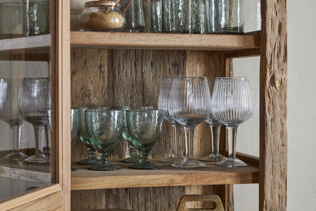 Ibo Reclaimed Wood & Glass Cabinet - Natural - Tall - Image 5
