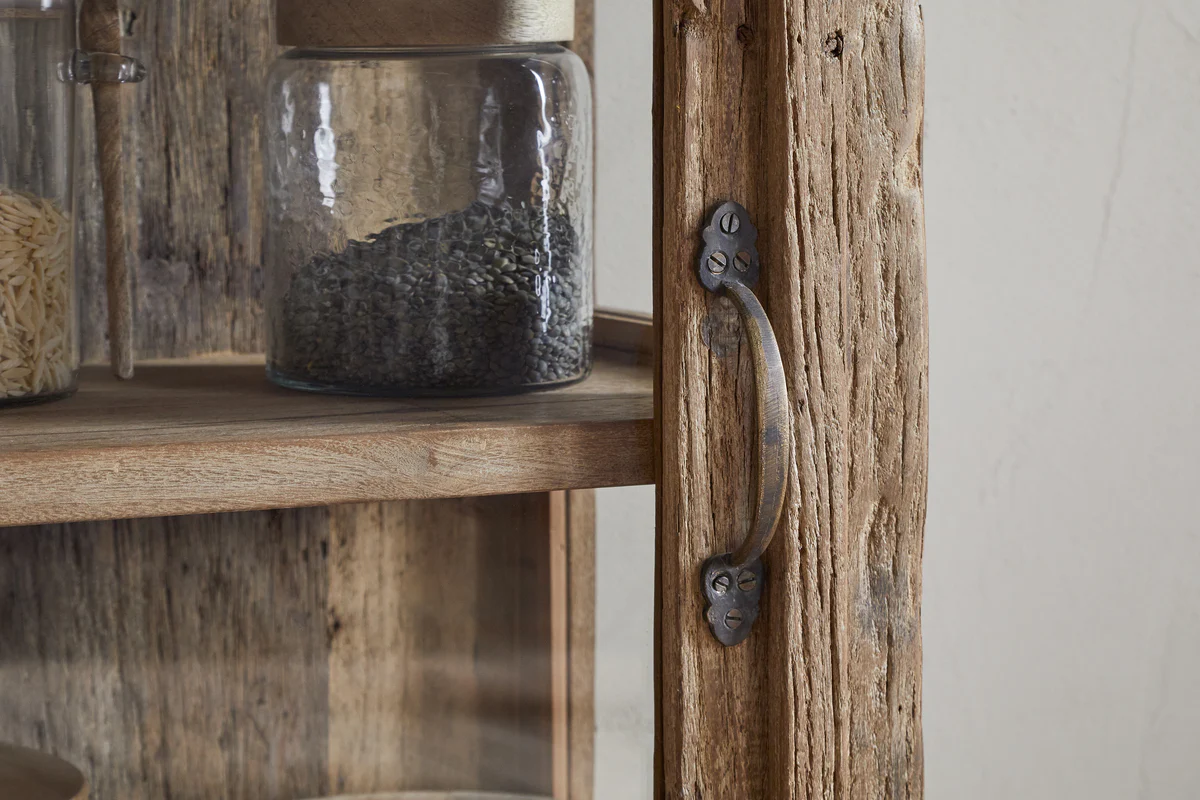 Ibo Reclaimed Wood & Glass Cabinet - Natural - Tall - Image 6