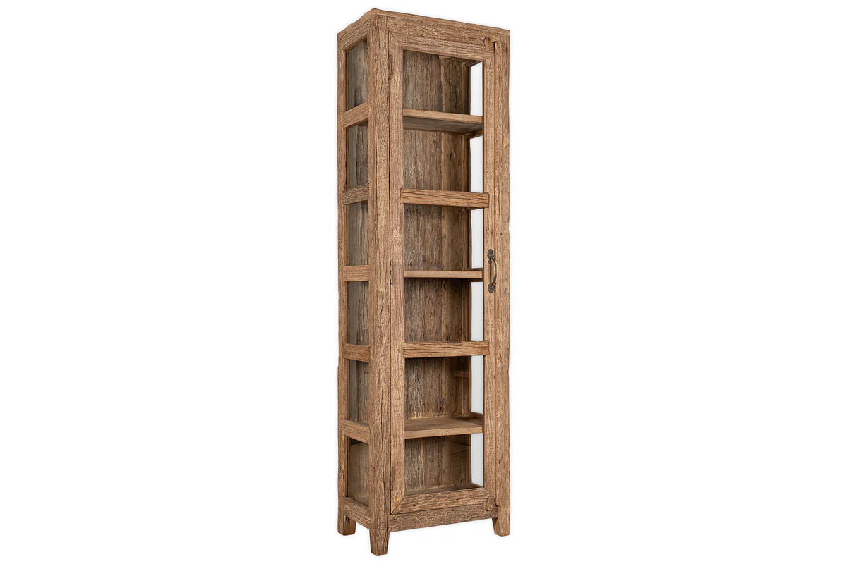 Ibo Reclaimed Wood & Glass Cabinet - Natural - Tall - Image 9
