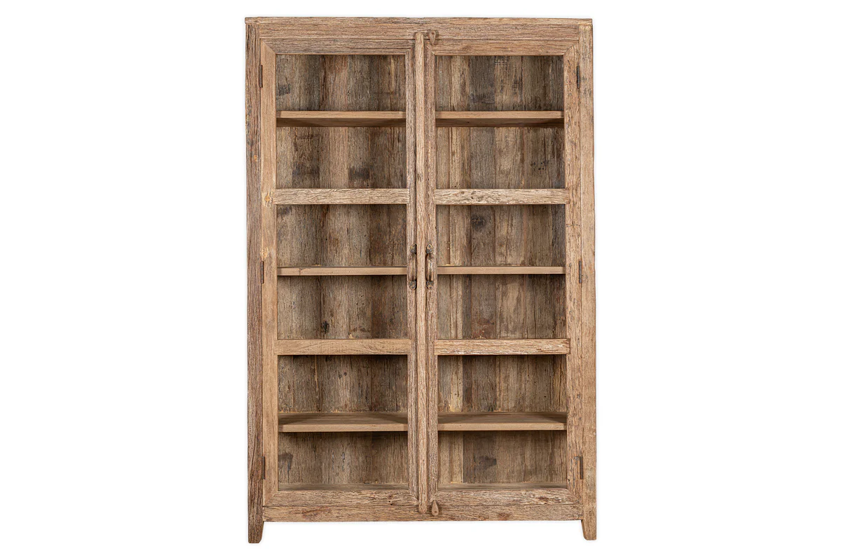 Ibo Reclaimed Wood & Glass Cabinet - Natural - Wide - Image 11