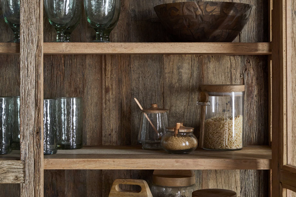 Ibo Reclaimed Wood & Glass Cabinet - Natural - Wide - Image 4