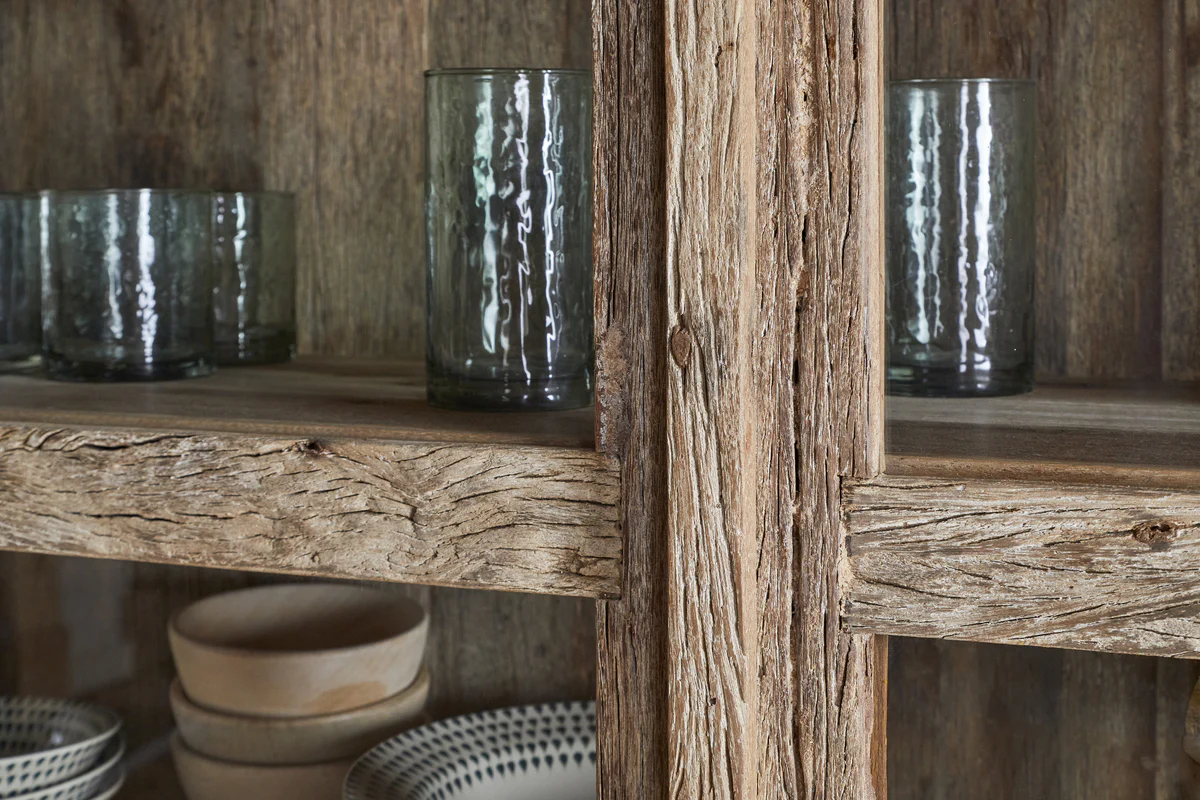 Ibo Reclaimed Wood & Glass Cabinet - Natural - Wide - Image 6