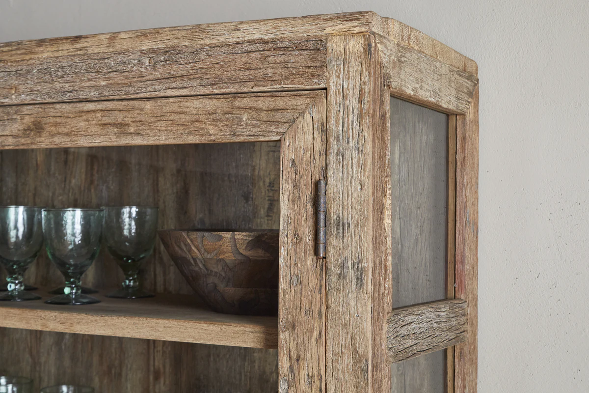 Ibo Reclaimed Wood & Glass Cabinet - Natural - Wide - Image 8
