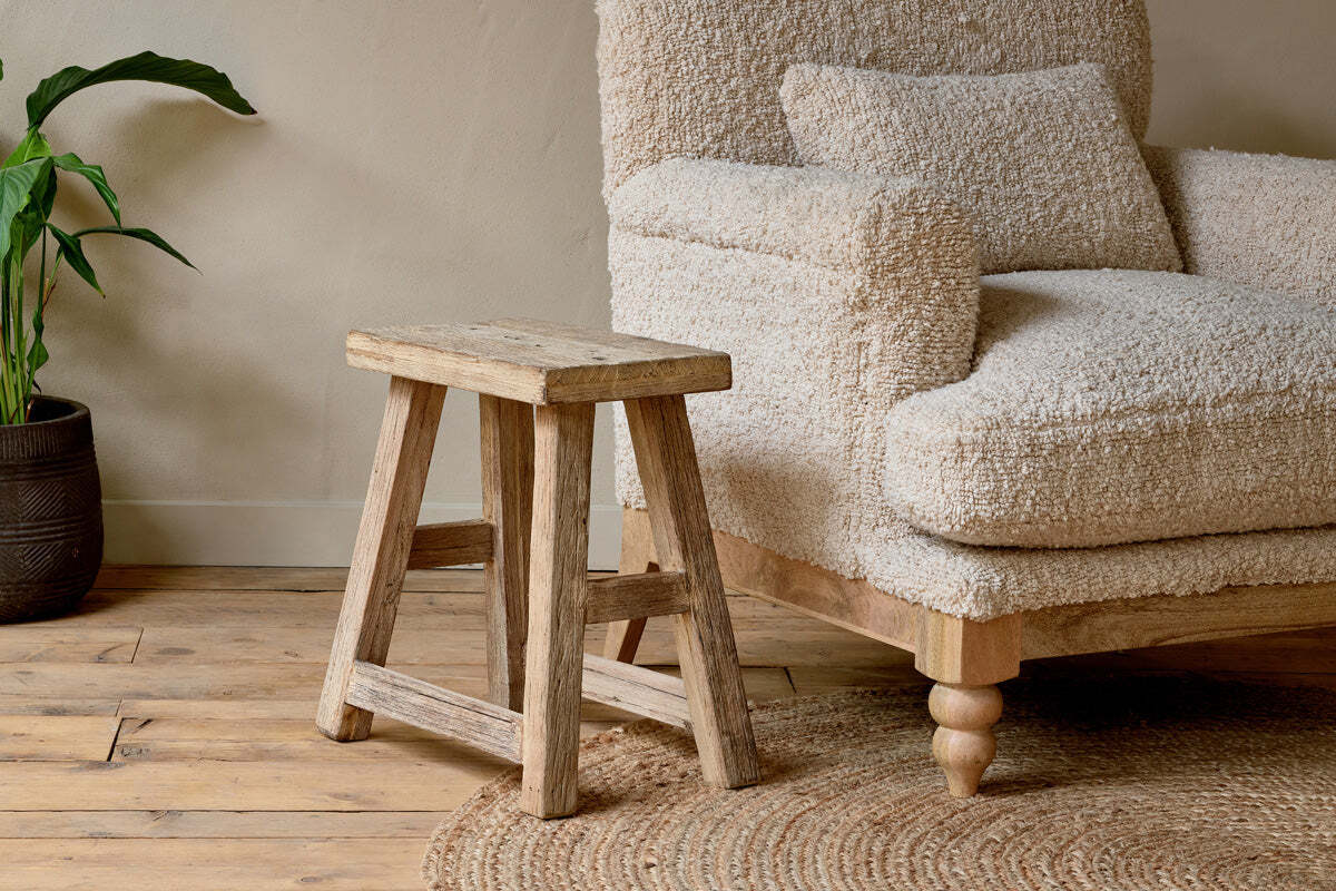 Ibo Reclaimed Wood Low Stool - Natural - Image 4