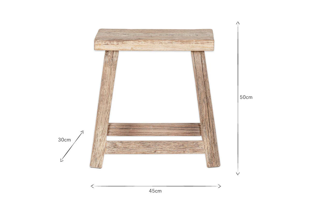 Ibo Reclaimed Wood Low Stool - Natural - Image 9