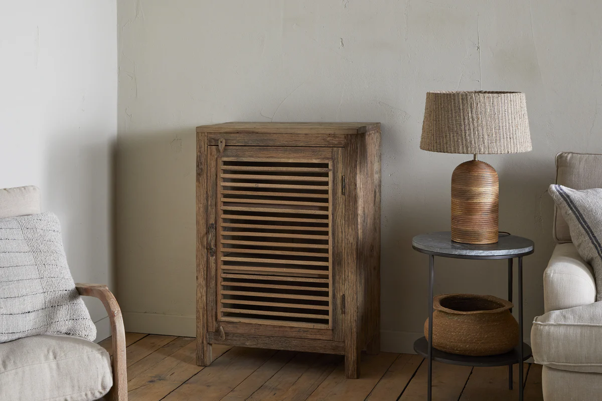 Ibo Reclaimed Wood Slatted Low Cabinet - Natural - Image 5