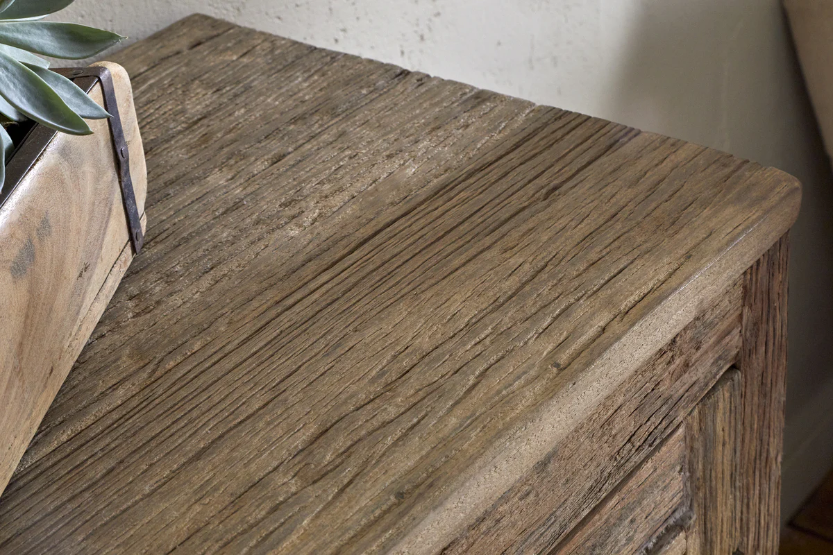 Ibo Reclaimed Wood Slatted Low Cabinet - Natural - Image 6