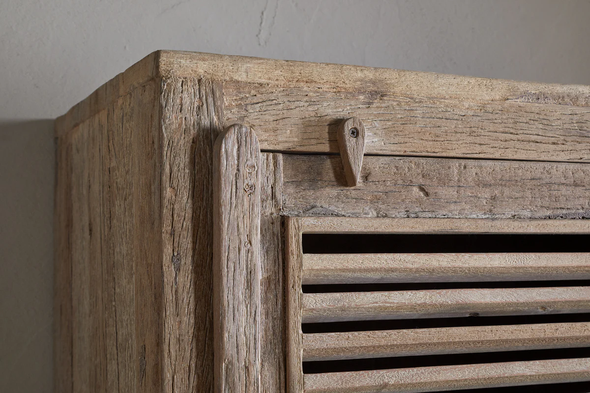 Ibo Reclaimed Wood Slatted Tall Cabinet  - Natural - Image 10