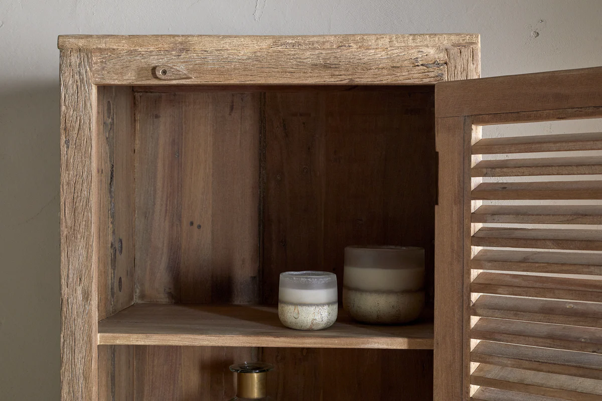 Ibo Reclaimed Wood Slatted Tall Cabinet  - Natural - Image 4