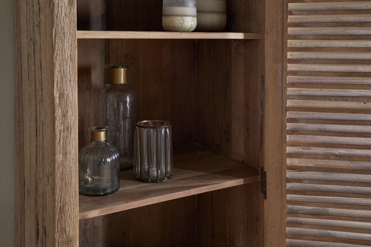 Ibo Reclaimed Wood Slatted Tall Cabinet  - Natural - Image 6