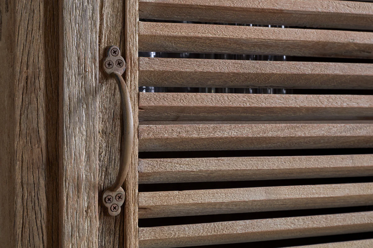 Ibo Reclaimed Wood Slatted Tall Cabinet  - Natural - Image 7